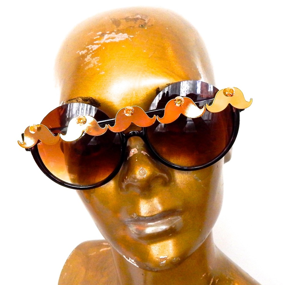 Mustache Rides Gold Mini Mustache Peekaboo Glasses